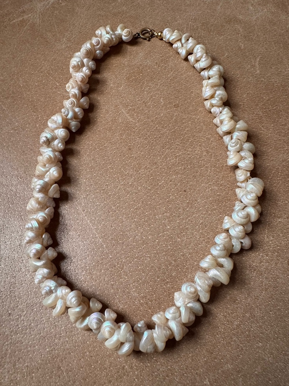 Snail shell Cream Pearl Cluster trochus Necklace Vintage coastal layering 1950s
